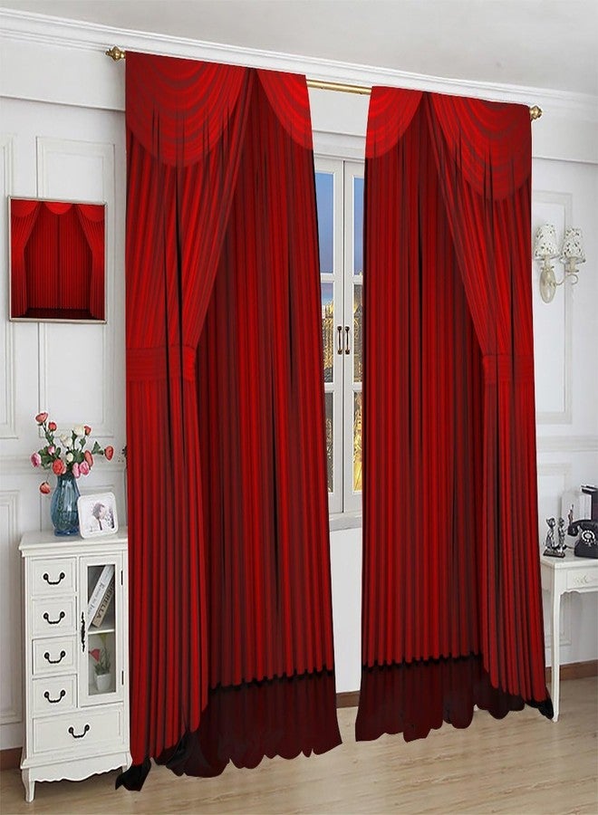 AAVEUP Movie Theater Curtains for Bedroom,Red Vintage Elegant Theater Red Curtain Showtime Window Drapes Print for Boys Girls Screening Room Living Room Bathroom 42x45in（No Blackout） - Image 5